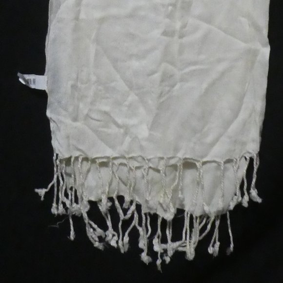 Sheer Shawl | Plaid Dyed | Cream - Picture 5 of 14